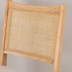 Folding Rattan Cane Back Cushioned Chair