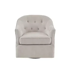 Gayla Taupe Button Tufted Swivel Accent Chair