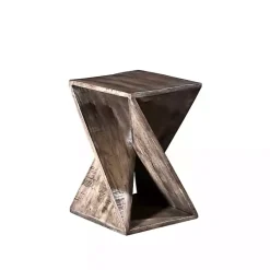 Geometric Twist Wood Accent Table