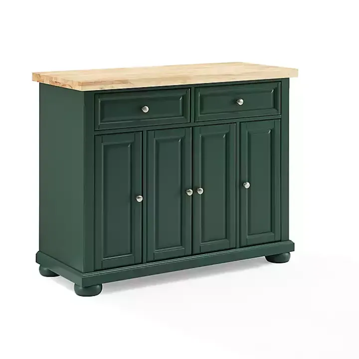 Gia Forest Green Wood Kitchen Island