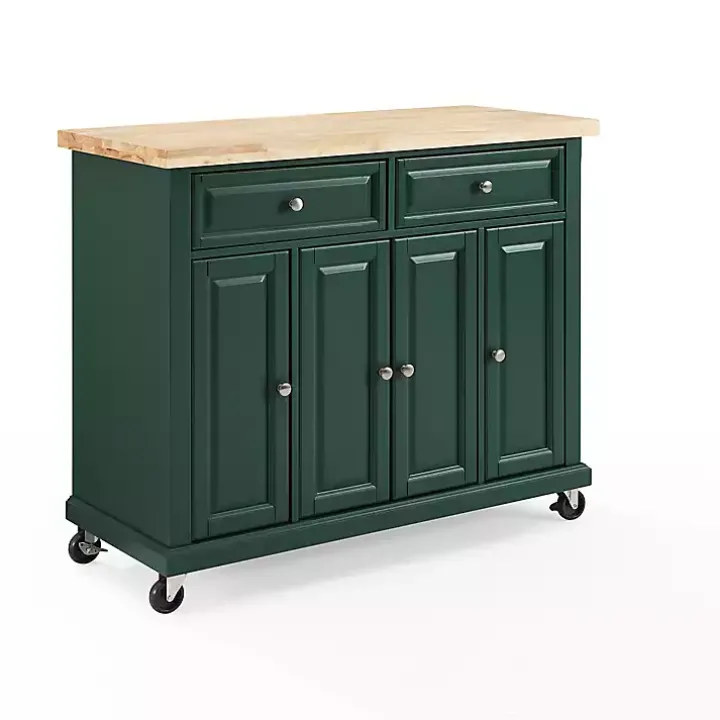 Gia Forest Green Wood Kitchen Island