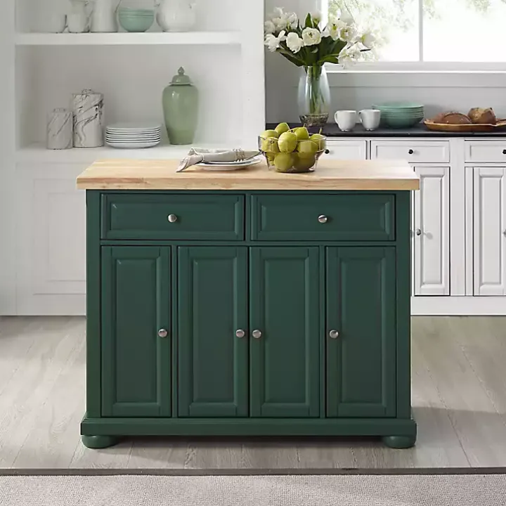 Gia Forest Green Wood Kitchen Island