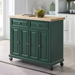 Gia Forest Green Wood Kitchen Island