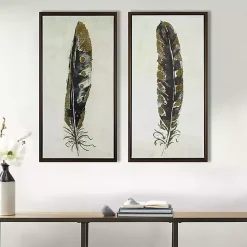 Gilded Feathers Canvas Art Prints, Set of 2