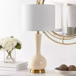 Glazed Ivory Glass Teardrop Table Lamp