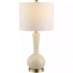 Glazed Ivory Glass Teardrop Table Lamp