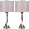Gold and Gray Tapered Table Lamps, Set of 2