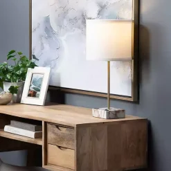 Gold and Marble USB Charging Table Lamp