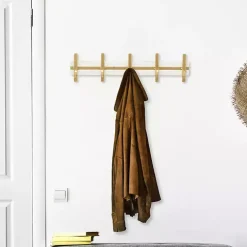 Gold and White 5-Hook Coat Rack