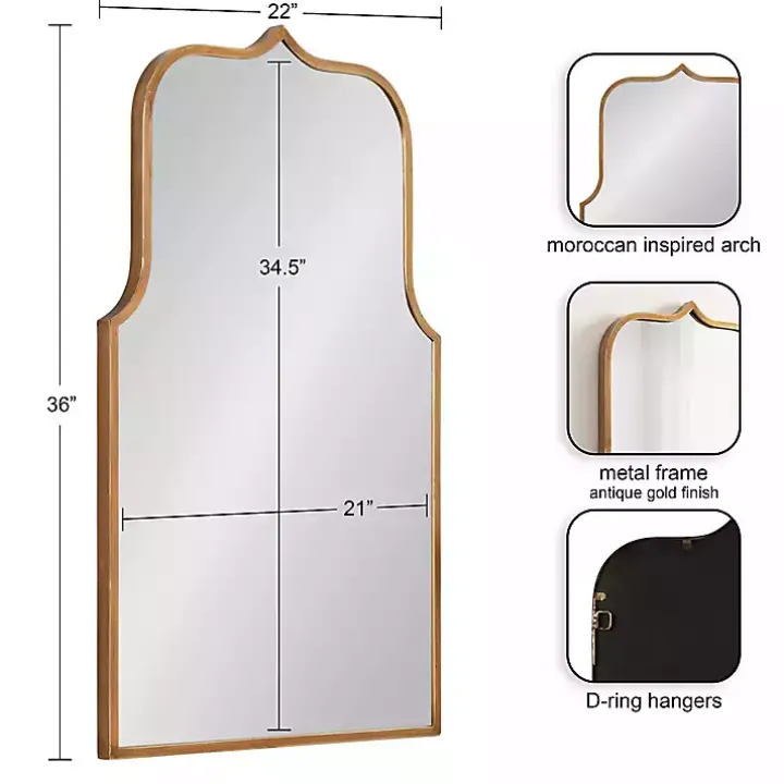 Gold Arched Scallop Wall Mirror