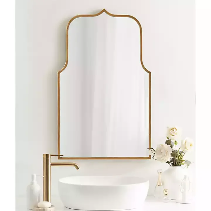 Gold Arched Scallop Wall Mirror