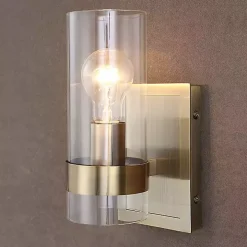 Gold Cylinder Glass Shade Wall Sconce