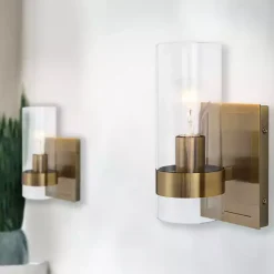 Gold Cylinder Glass Shade Wall Sconce