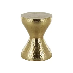 Gold Hammered Hourglass Accent Table