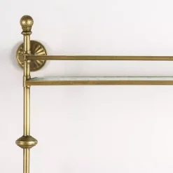 Gold Metal & Textured Glass 2-Tier Wall Shelf