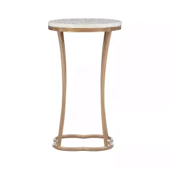 Gold Metal and Capiz Shell Top Accent Table