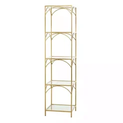 Gold Metal and Clear Glass 4-Tier Shelf