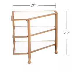 Gold Metal and Glass Corner TV Stand