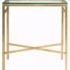 Gold Metal and Glass Side Table