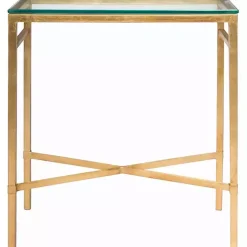 Gold Metal and Glass Side Table