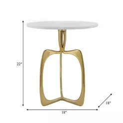 Gold Metal and Marble Modern Abstract Accent Table