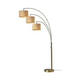 Gold Metal 3-Arm Arched Floor Lamp