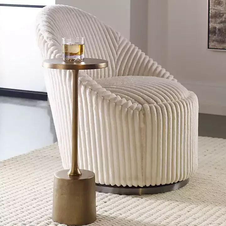 Gold Metal Cylinder Base Cocktail Table