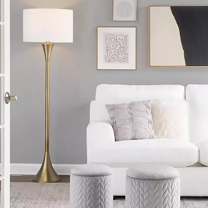 Gold Metal Hourglass Floor Lamp