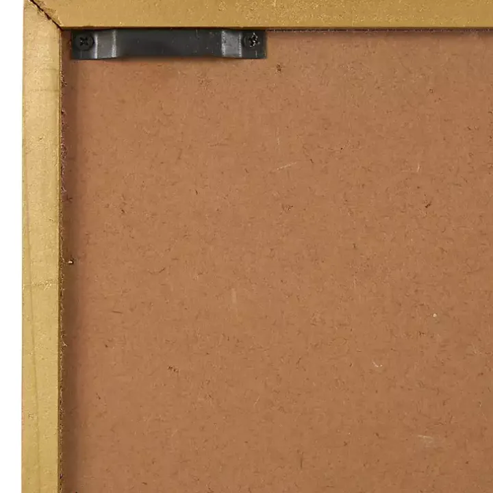 Gold Metal Leaves Framed Wall Plaques, Set of 2