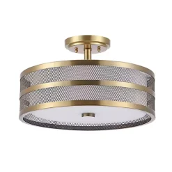 Gold Metal Mesh Flush Mount Light
