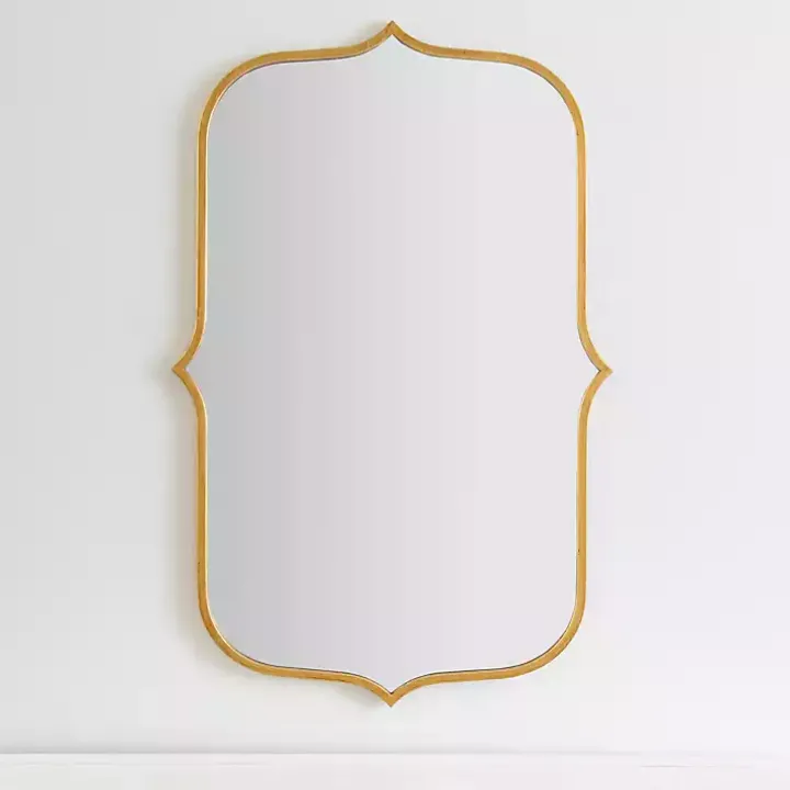 Gold Metal Scallop Linear Mirror