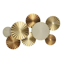Gold Pleated Metal Discs Wall Plaque