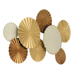 Gold Pleated Metal Discs Wall Plaque