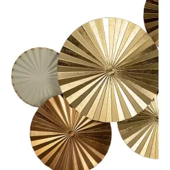 Gold Pleated Metal Discs Wall Plaque