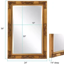 Gold Queen Ann Rectangular Wall Mirror