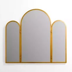 Gold Rounded Edge Trifold Wall Mirror