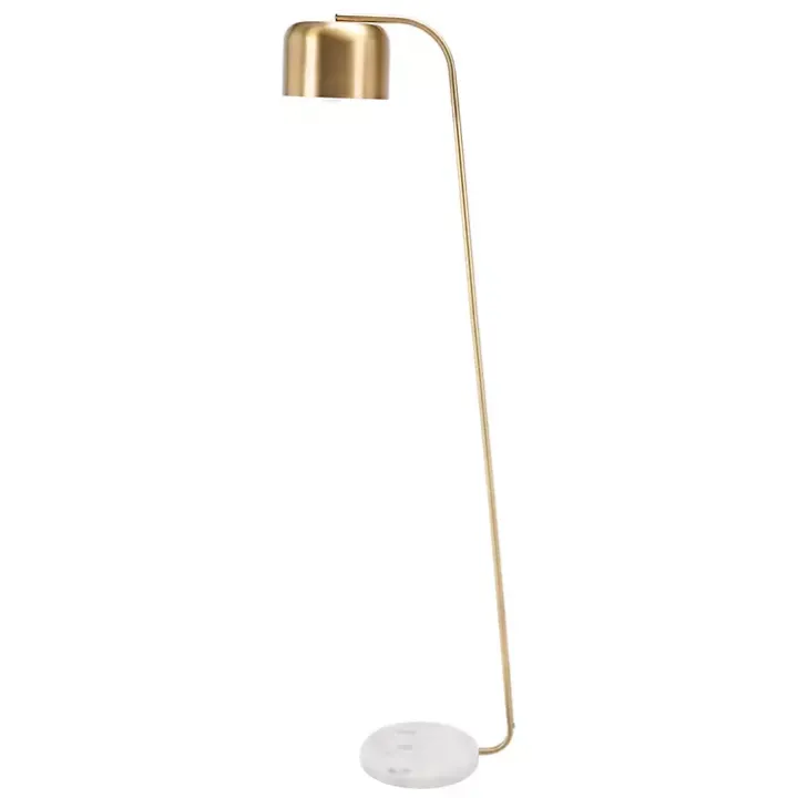 Gold Slanted Modern Floor Lamp with Marble Base