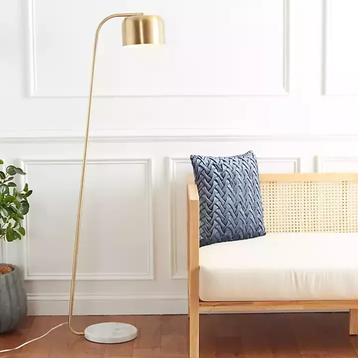 Gold Slanted Modern Floor Lamp with Marble Base
