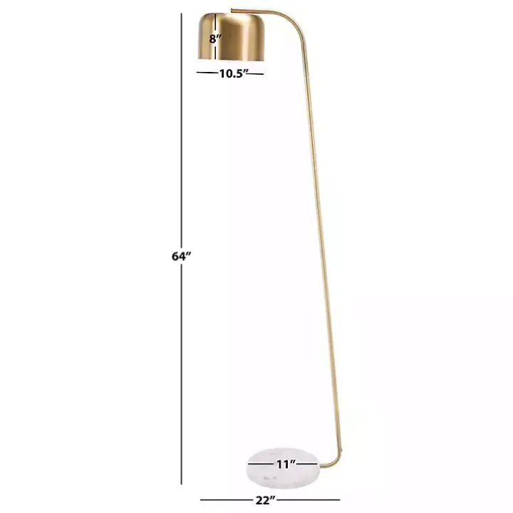 Gold Slanted Modern Floor Lamp with Marble Base