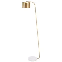Gold Slanted Modern Floor Lamp with Marble Base