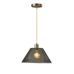 Gold Smoked Glass Pendant Light