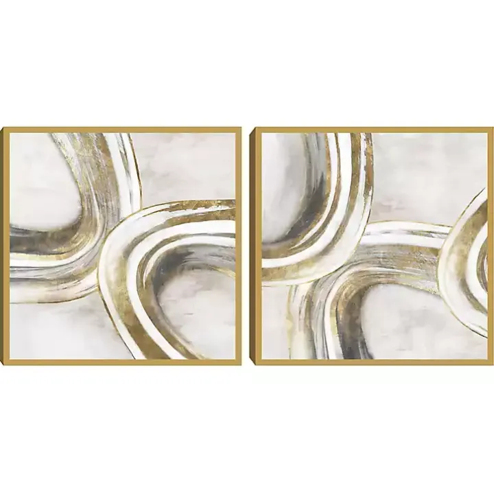 Golden Contours Framed Canvas Art Prints, Set of 2