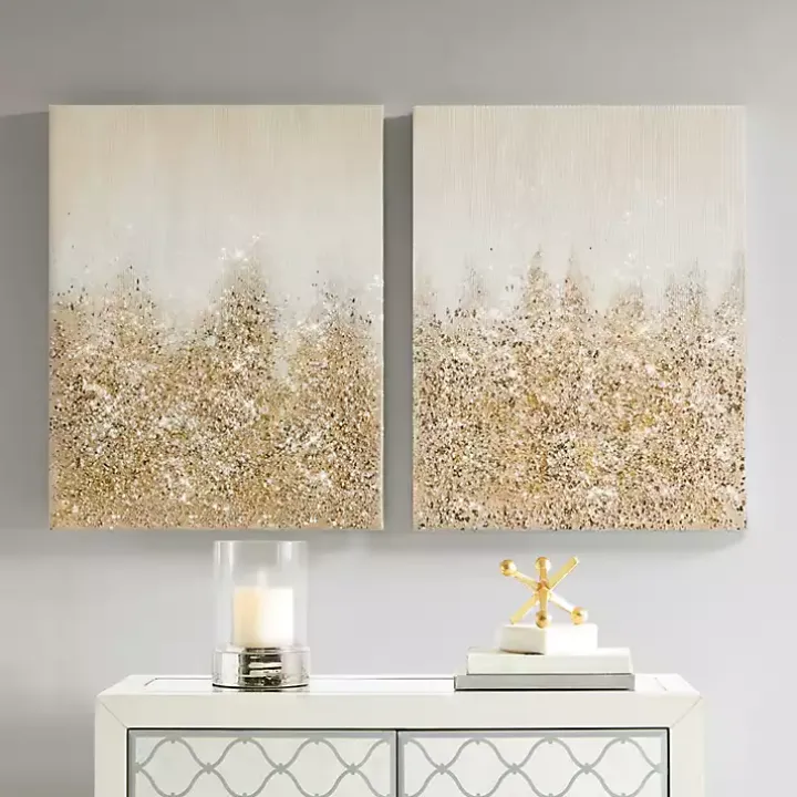 Golden Glimmer Canvas Art Prints, Set of 2