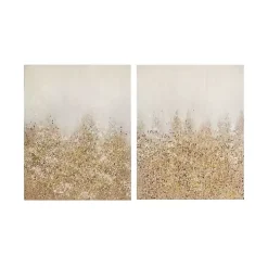 Golden Glimmer Canvas Art Prints, Set of 2
