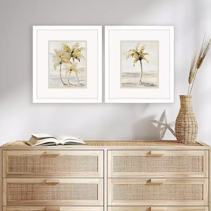 Golden Palm Framed Art Prints, Set of 2