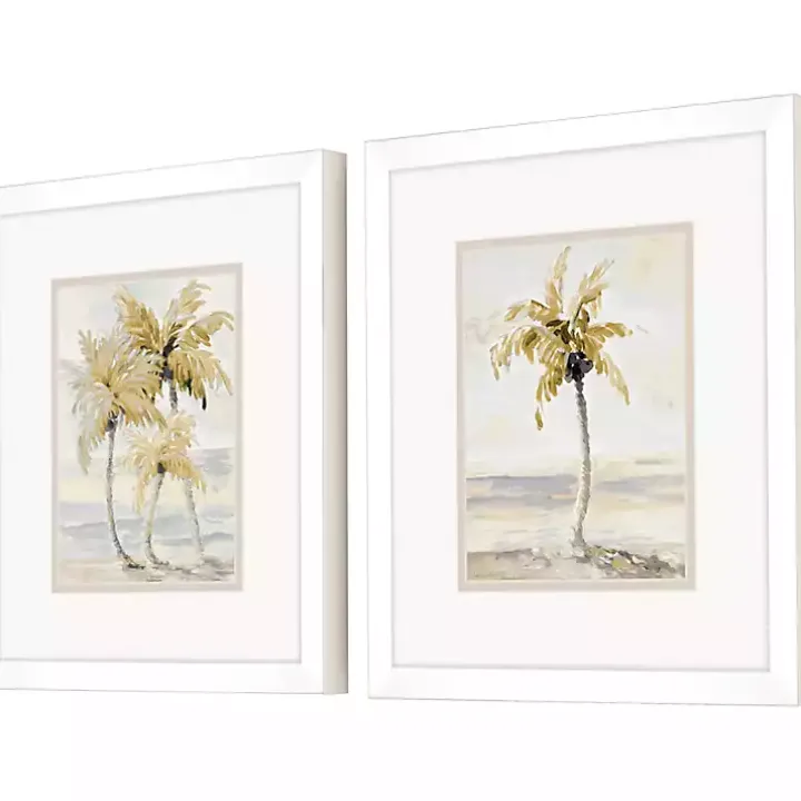 Golden Palm Framed Art Prints, Set of 2