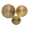 Golden Ribbed Sunburst Wall Plates, Set of 3