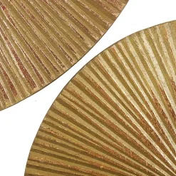 Golden Ribbed Sunburst Wall Plates, Set of 3
