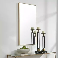Golden Simple Rectangular Frame Wall Mirror
