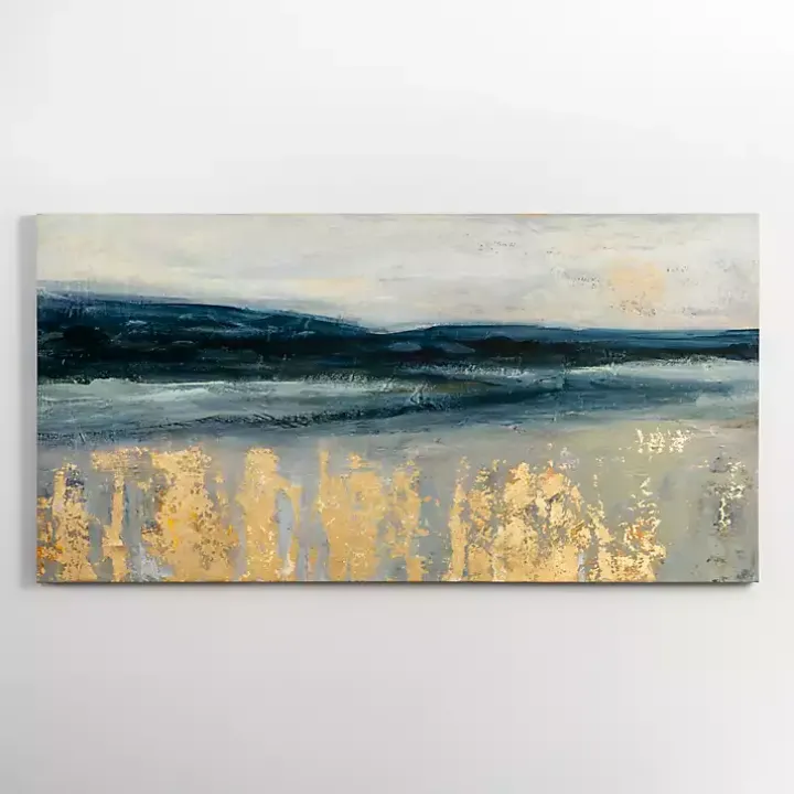 Golden Turquoise Abstract Canvas Wall Art
